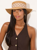 Lipsy natural straw look monogram hat, UK version