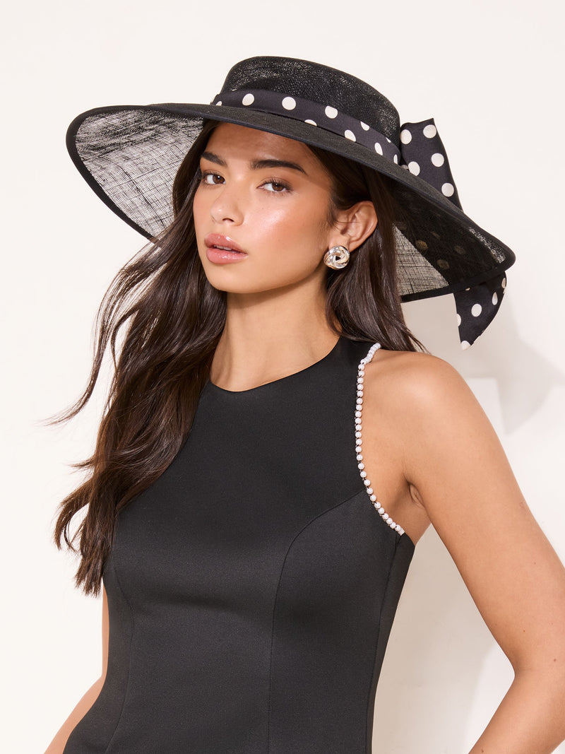 Lipsy Black Polka Dot Oversized Bow Fascinator Hat