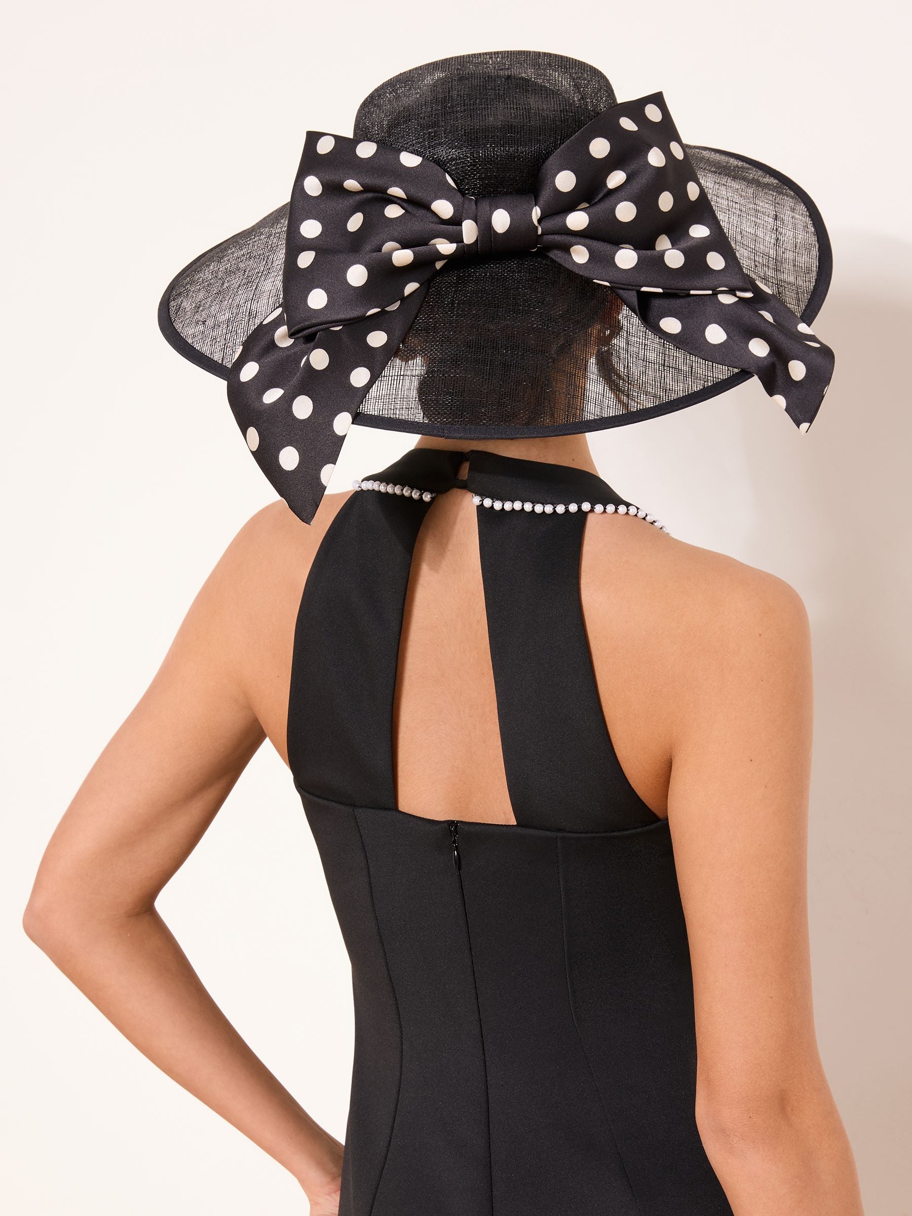 Lipsy Black Polka Dot Oversized Bow Fascinator Hat