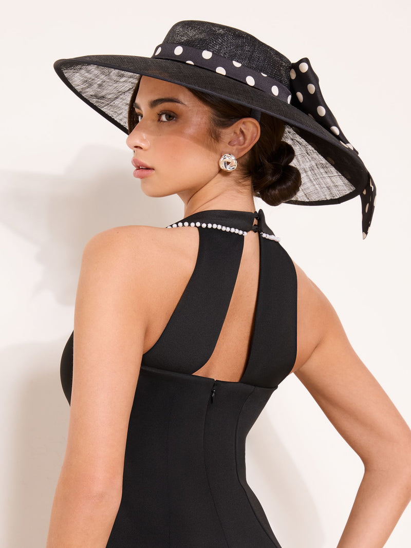 Lipsy Black Polka Dot Oversized Bow Fascinator Hat