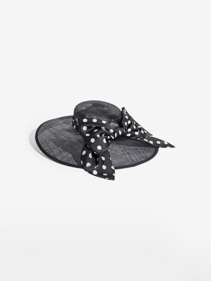 Lipsy Black Polka Dot Oversized Bow Fascinator Hat