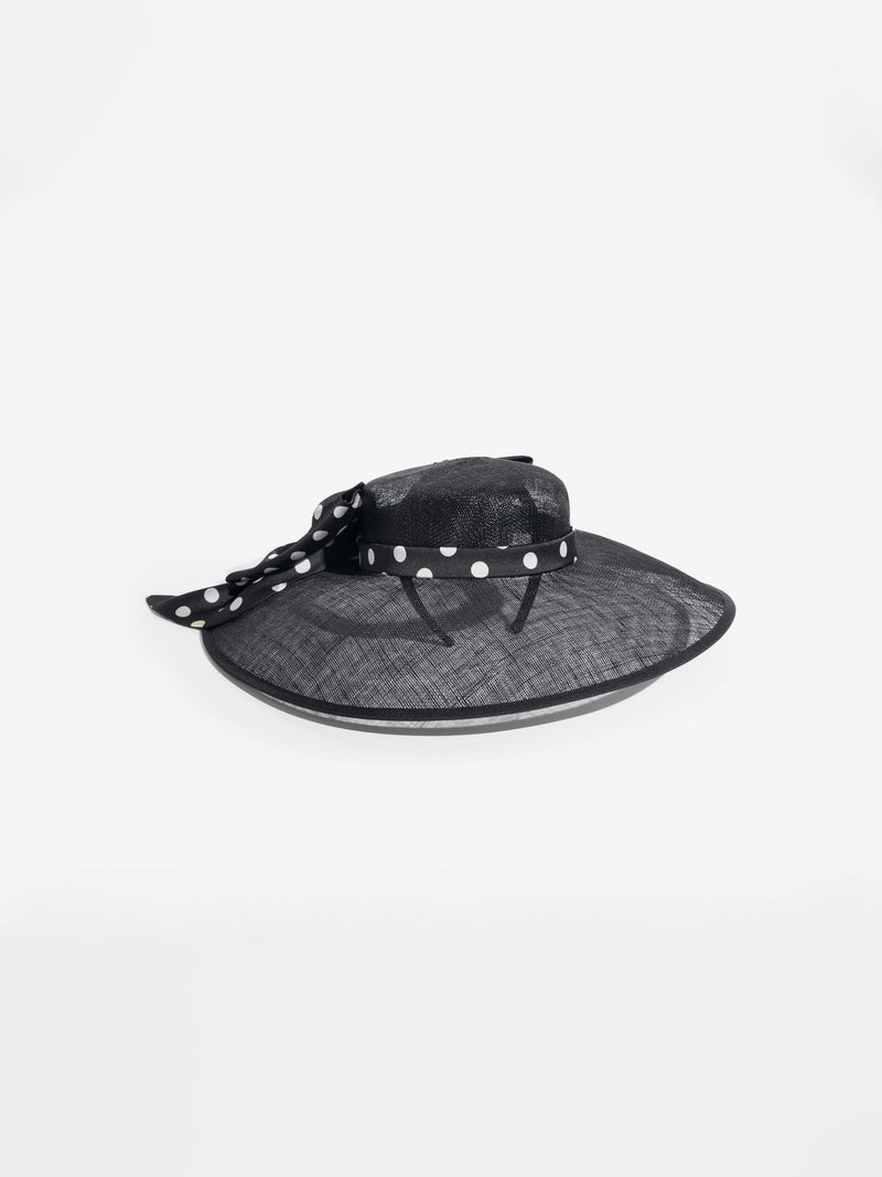 Lipsy Black Polka Dot Oversized Bow Fascinator Hat