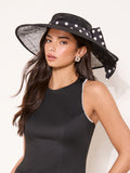 Lipsy Black Polka Dot Oversized Bow Fascinator Hat
