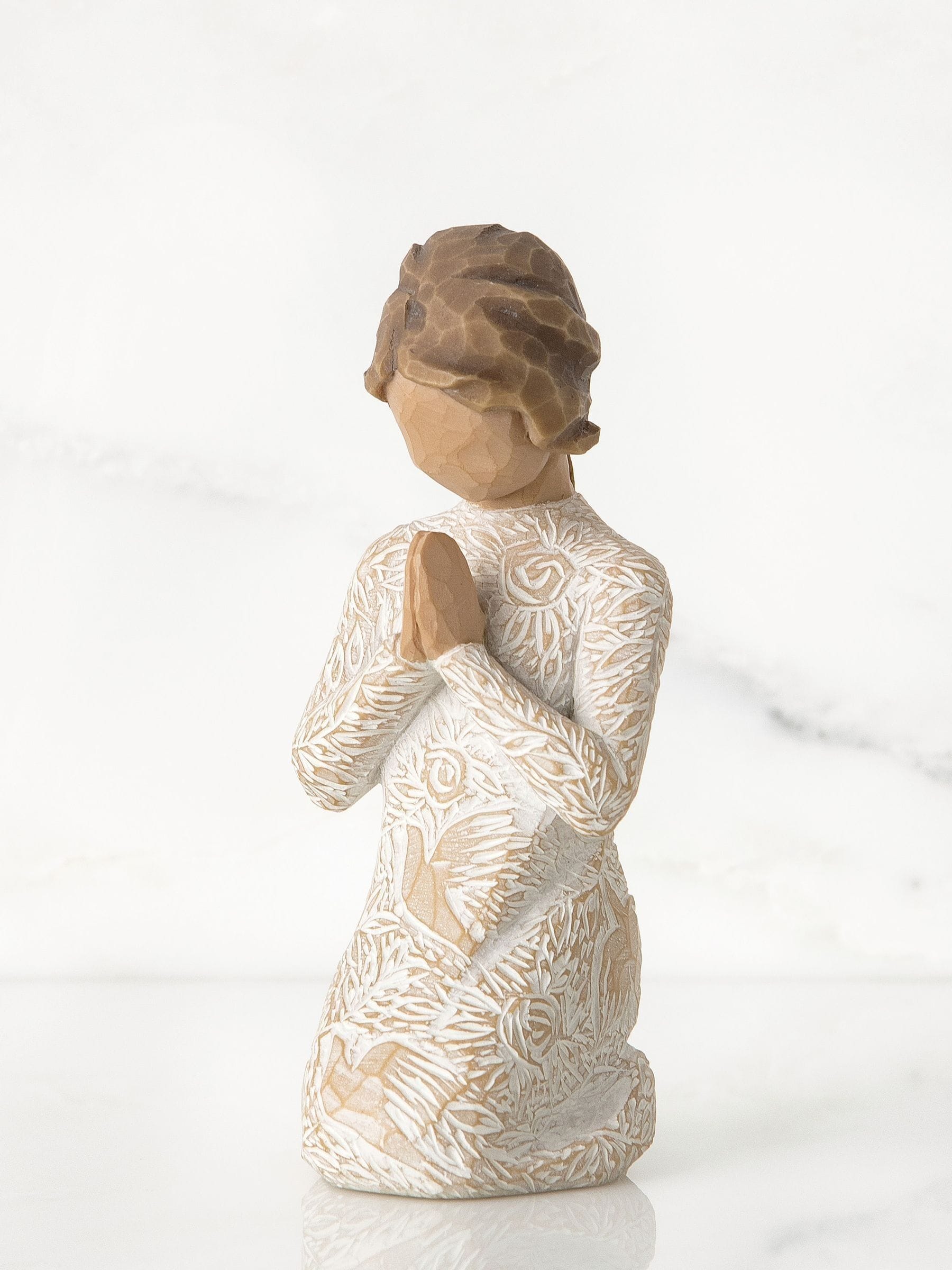 Willow Tree Cream Prayer of Peace figurine, 10cm cast stone (British brand)