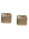 Aela gold tone ridge square stud earrings, UK version