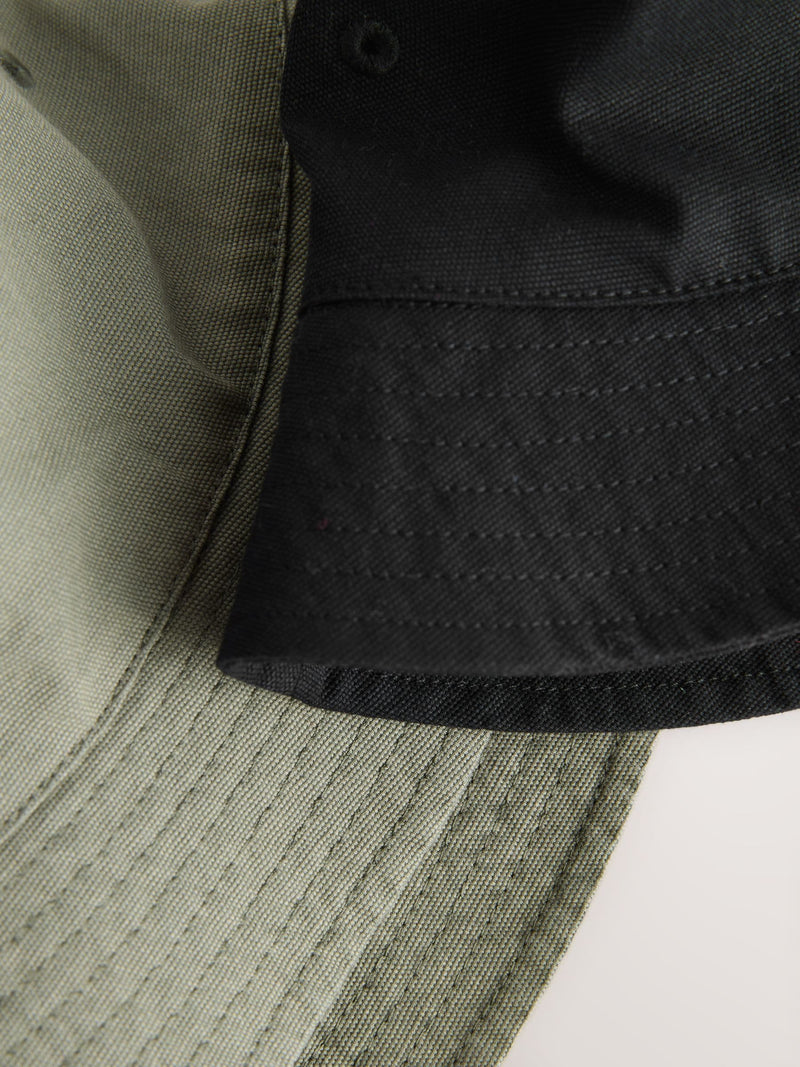 Children's bucket hats 2 pack in black and khaki green (British brand)