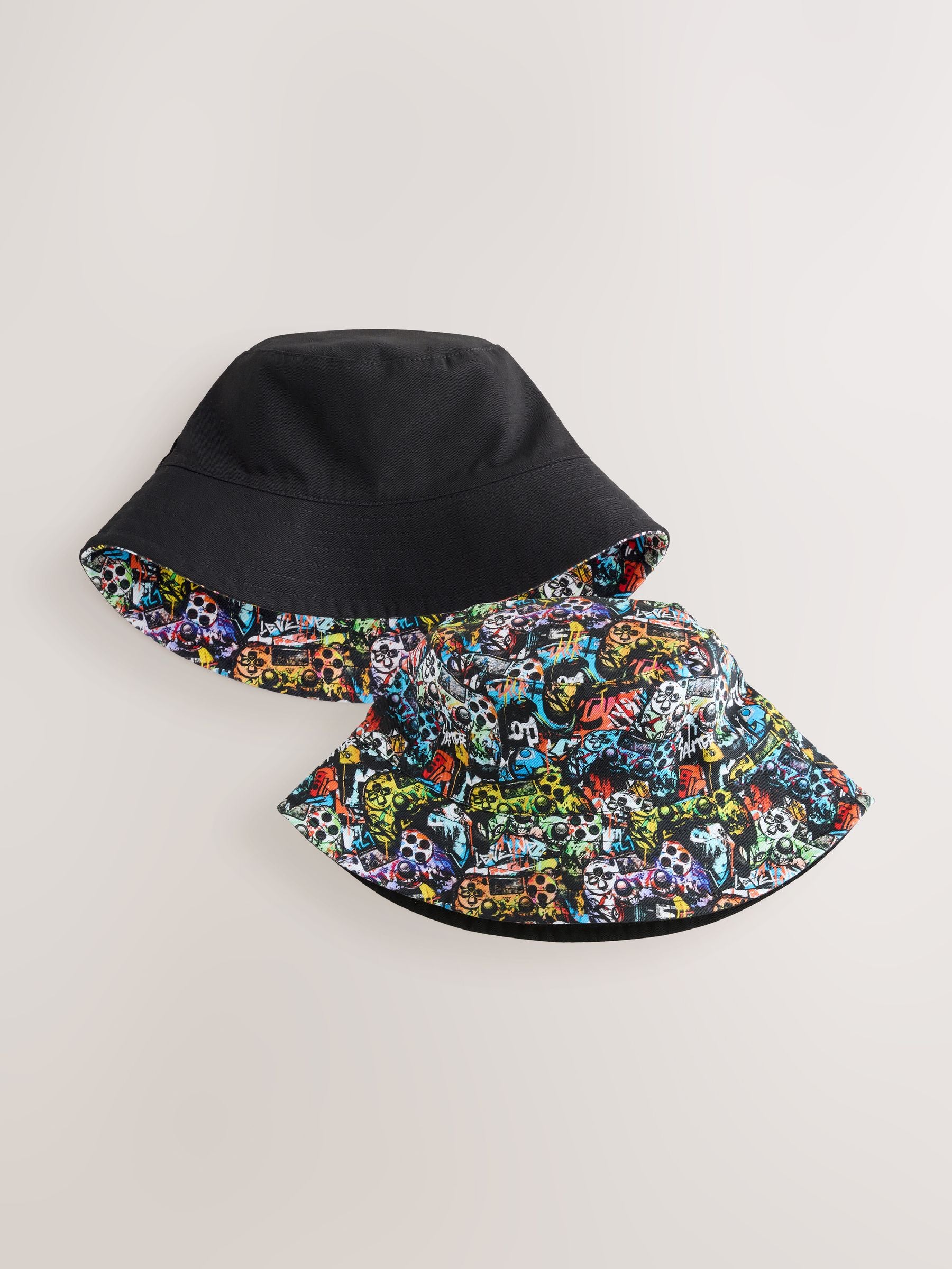Black Graffiti Gamer Reversible Bucket Hat (1-16yrs)