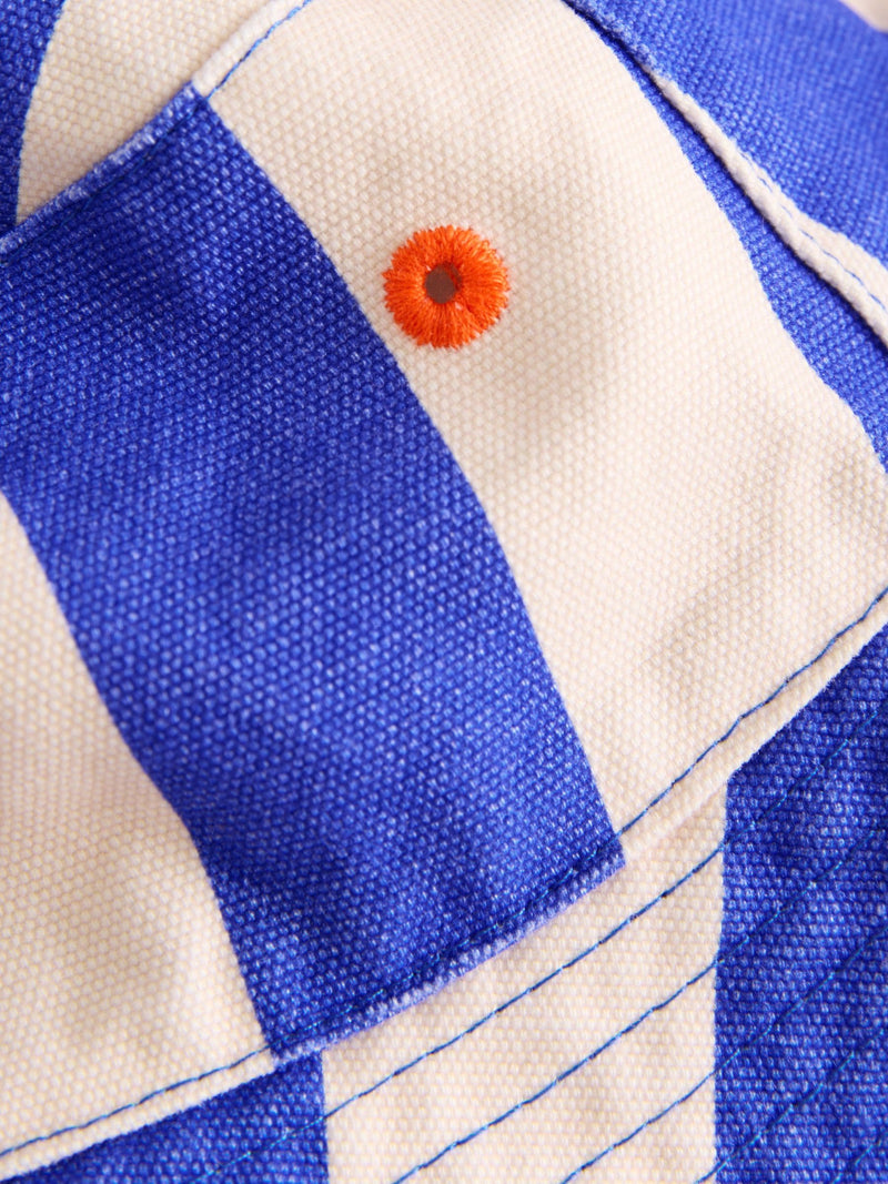 White blue stripe bucket hat for children, UK version