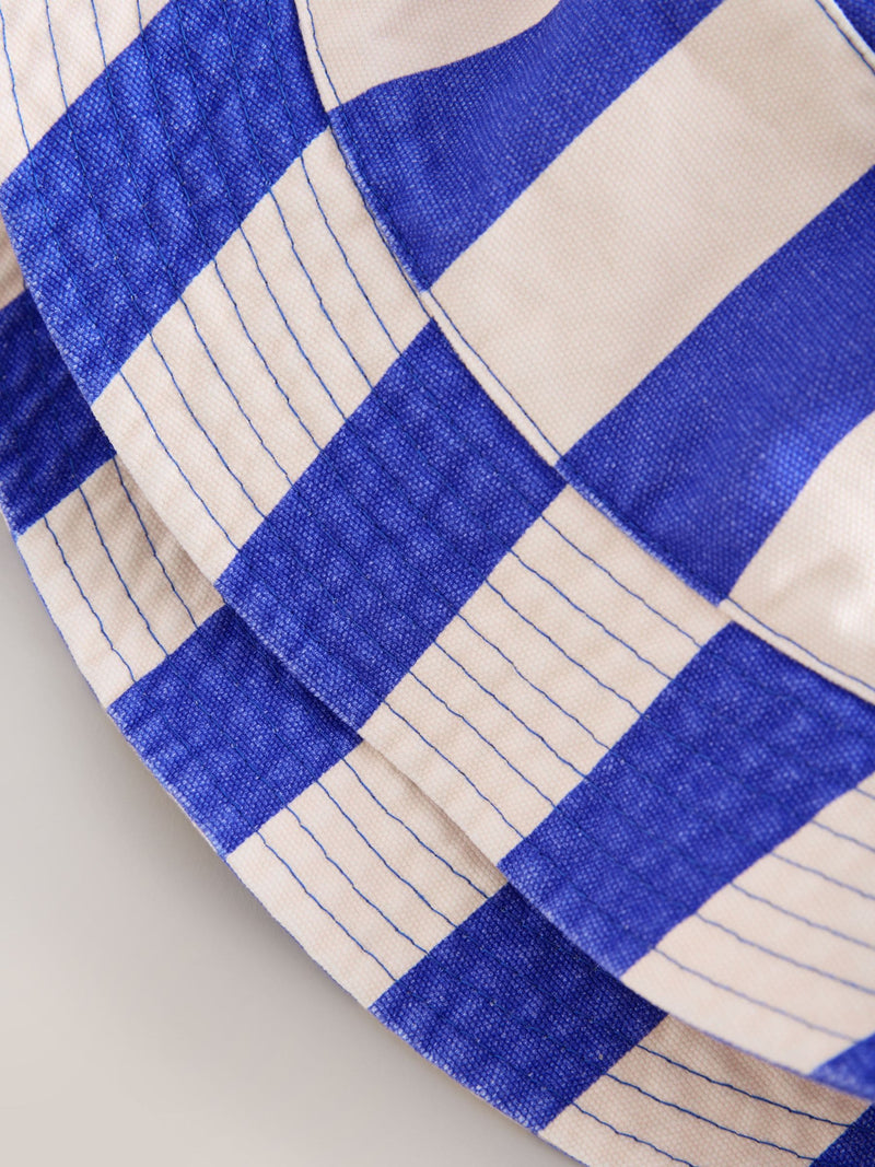 White blue stripe bucket hat for children, UK version