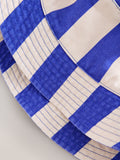 White blue stripe bucket hat for children, UK version