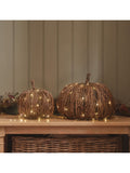 Lights4fun brown rattan light up pumpkins set of 2, UK version
