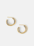 Accessorize Gold Tone Stainless Steel Mixed Metal Twist Hoop Earrings