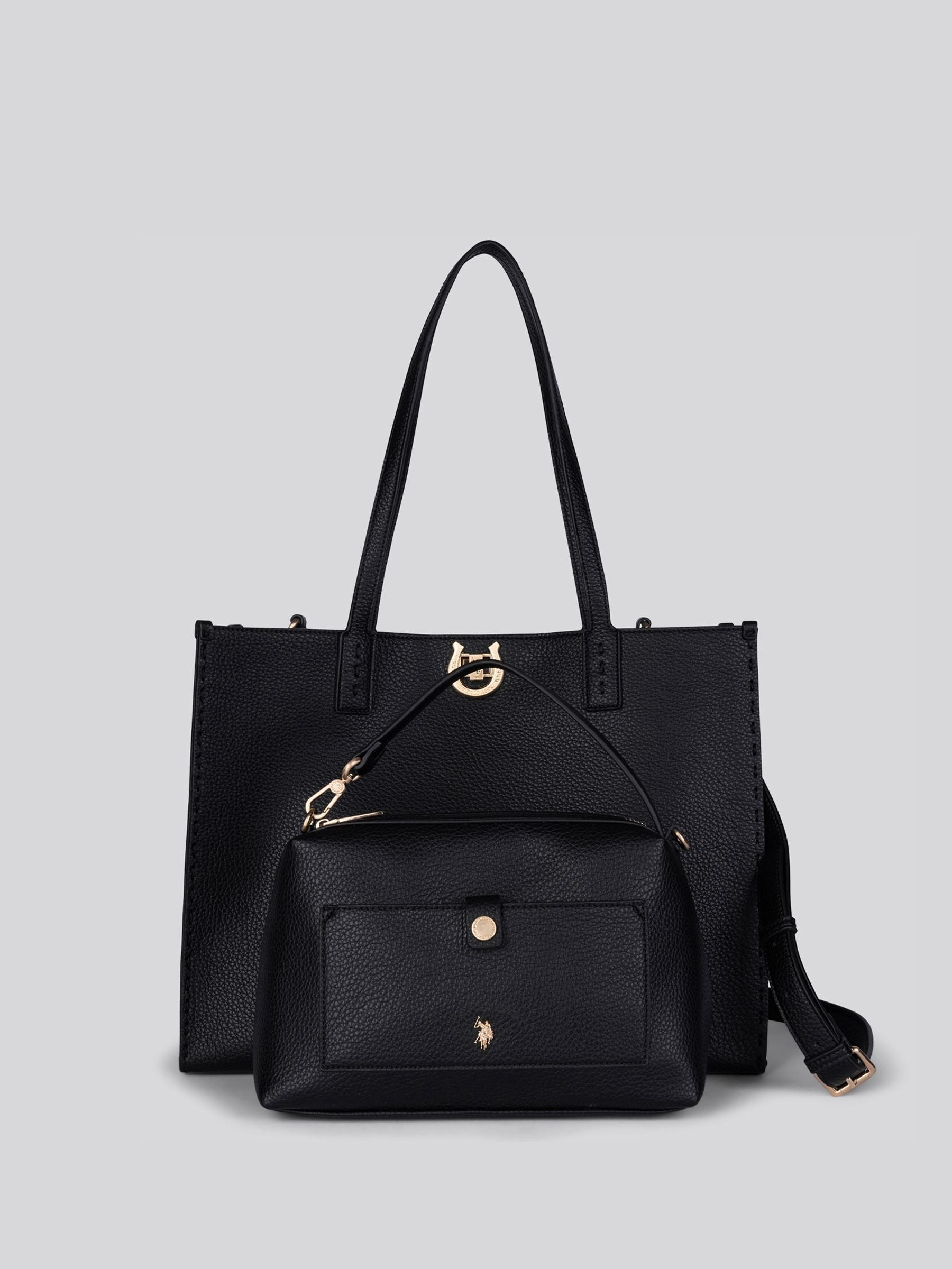 U.S. Polo Assn. black PU shopping bag, imported from the UK