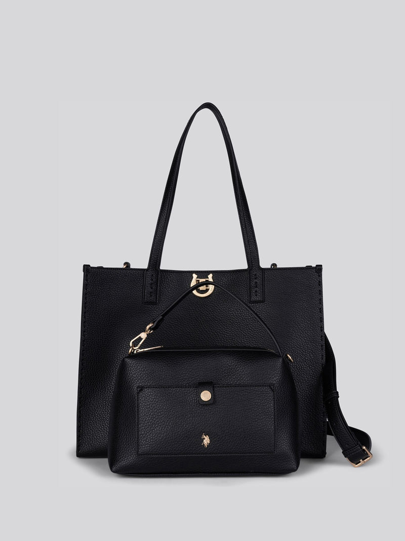 U.S. Polo Assn. black PU shopping bag, imported from the UK