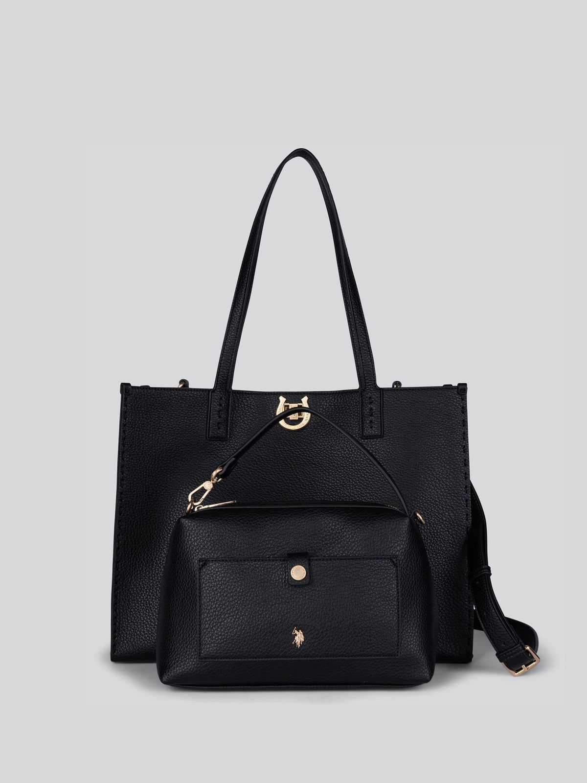 U.S. Polo Assn. black PU shopping bag, imported from the UK