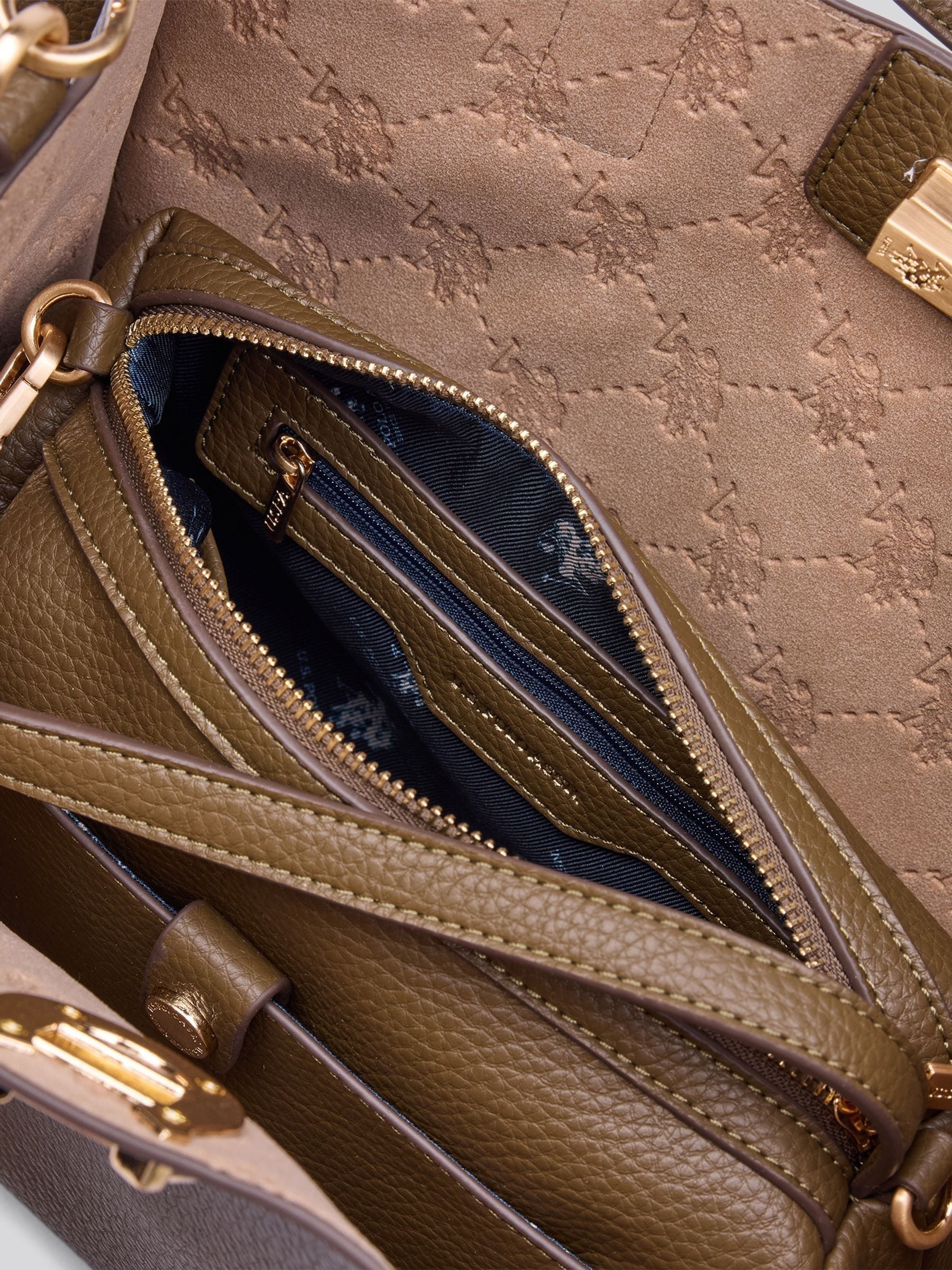 U.S. Polo Assn. structured brown PU handbag, UK version