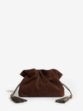 Friends Like These medium chocolate brown faux suede tassel clutch bag (British brand)