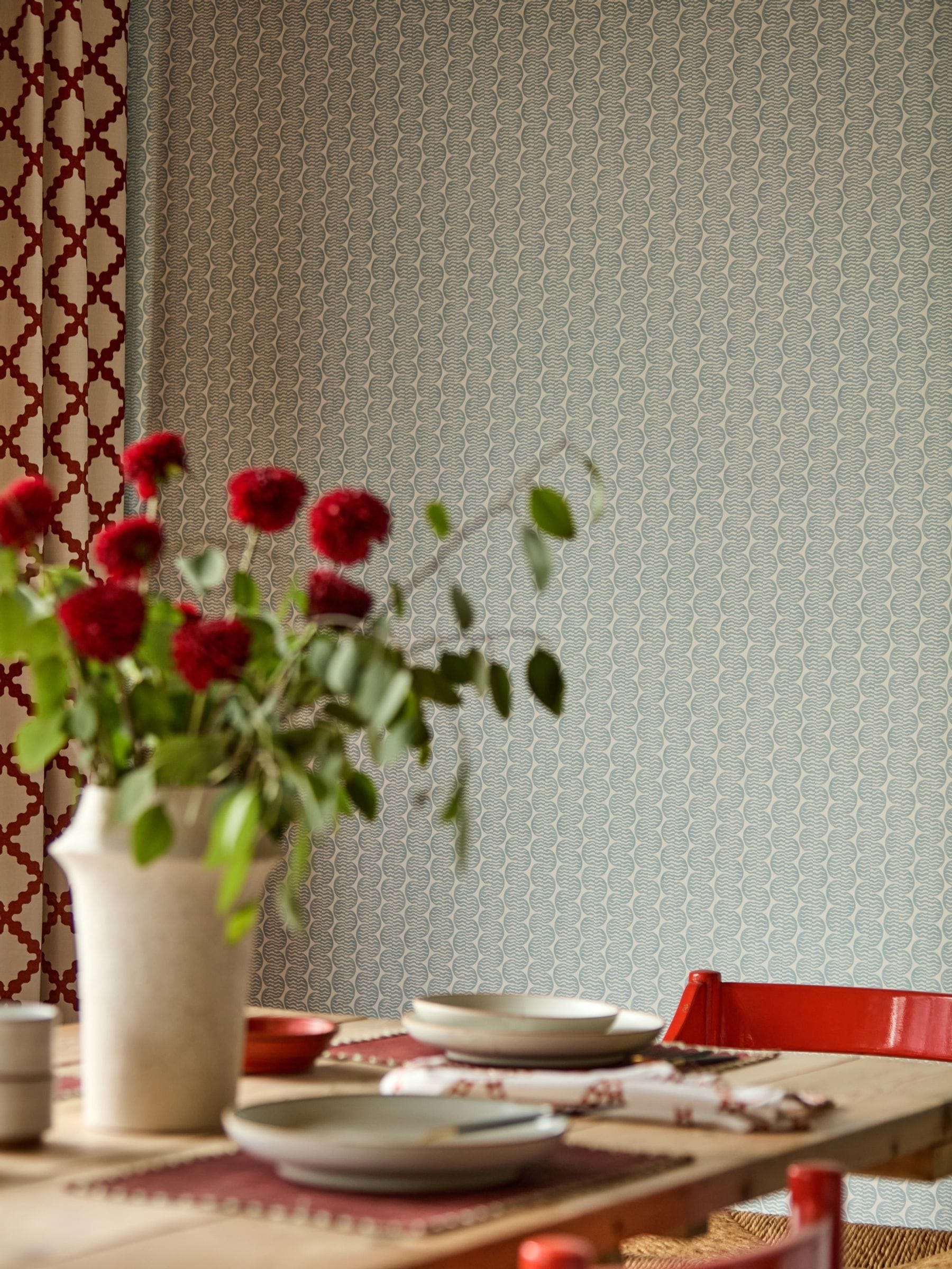 Scion Raft Stripe orange wallpaper roll, imported from the UK