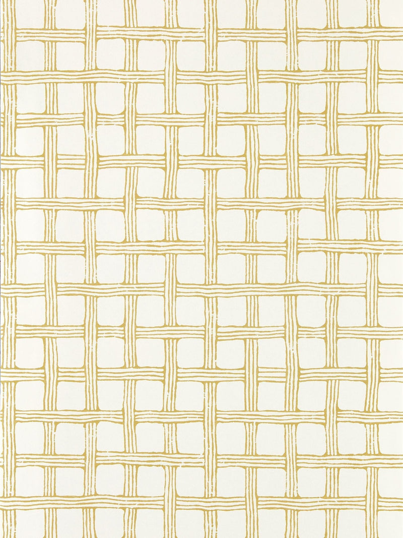 Scion Fretwork wallpaper in yellow, Oakham design 10M, UK version