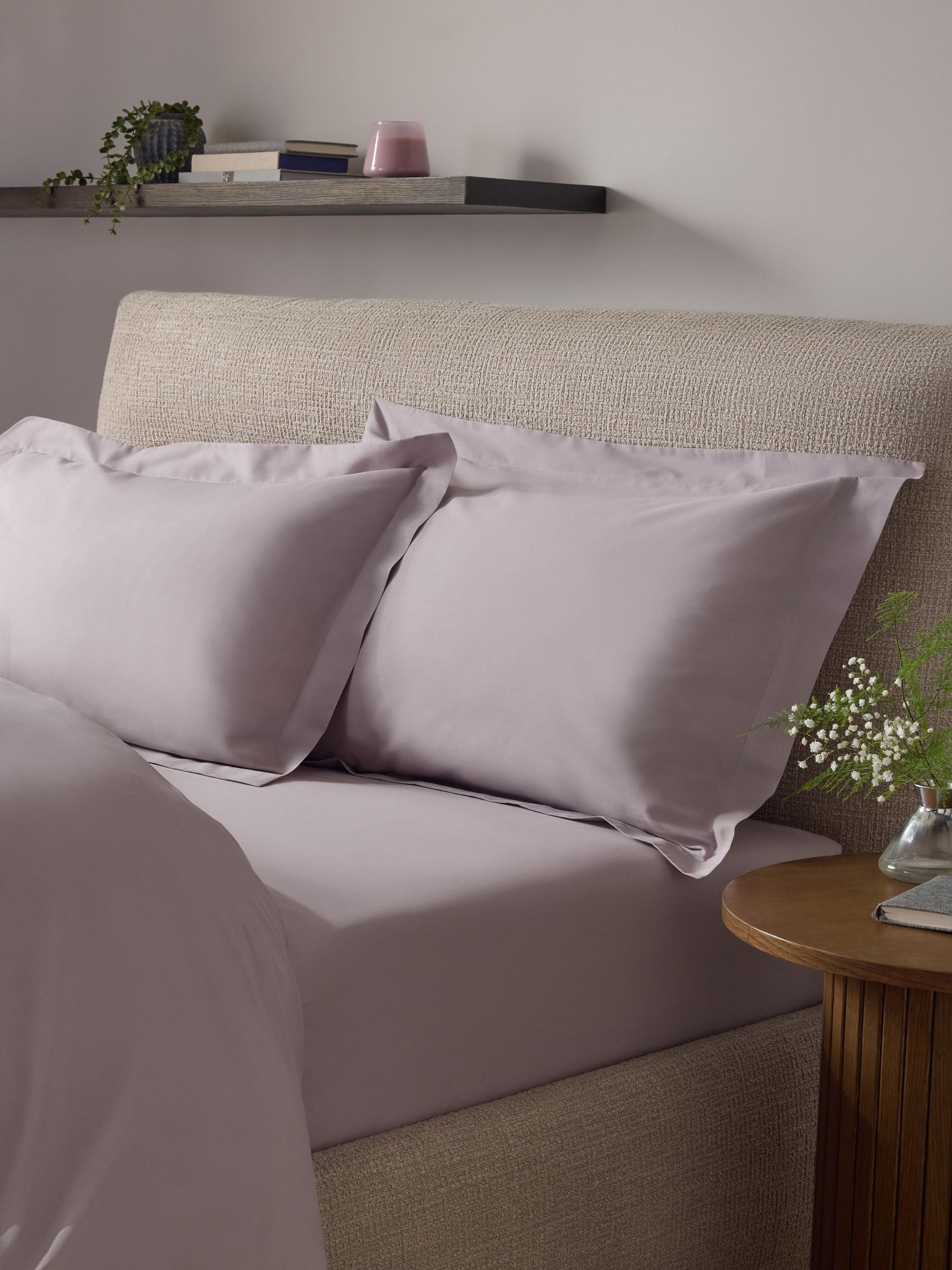 Set of 2 Lilac Purple Cotton Rich Pillowcases
