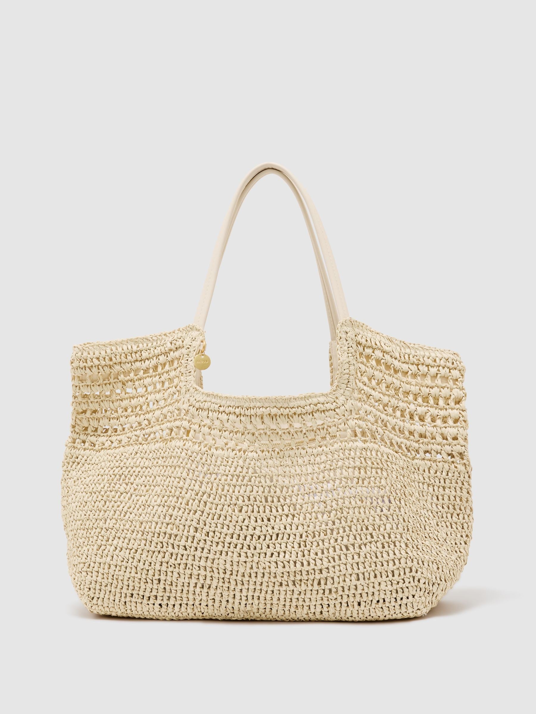 Reiss tote bag raffia-effect cut-out (British brand)
