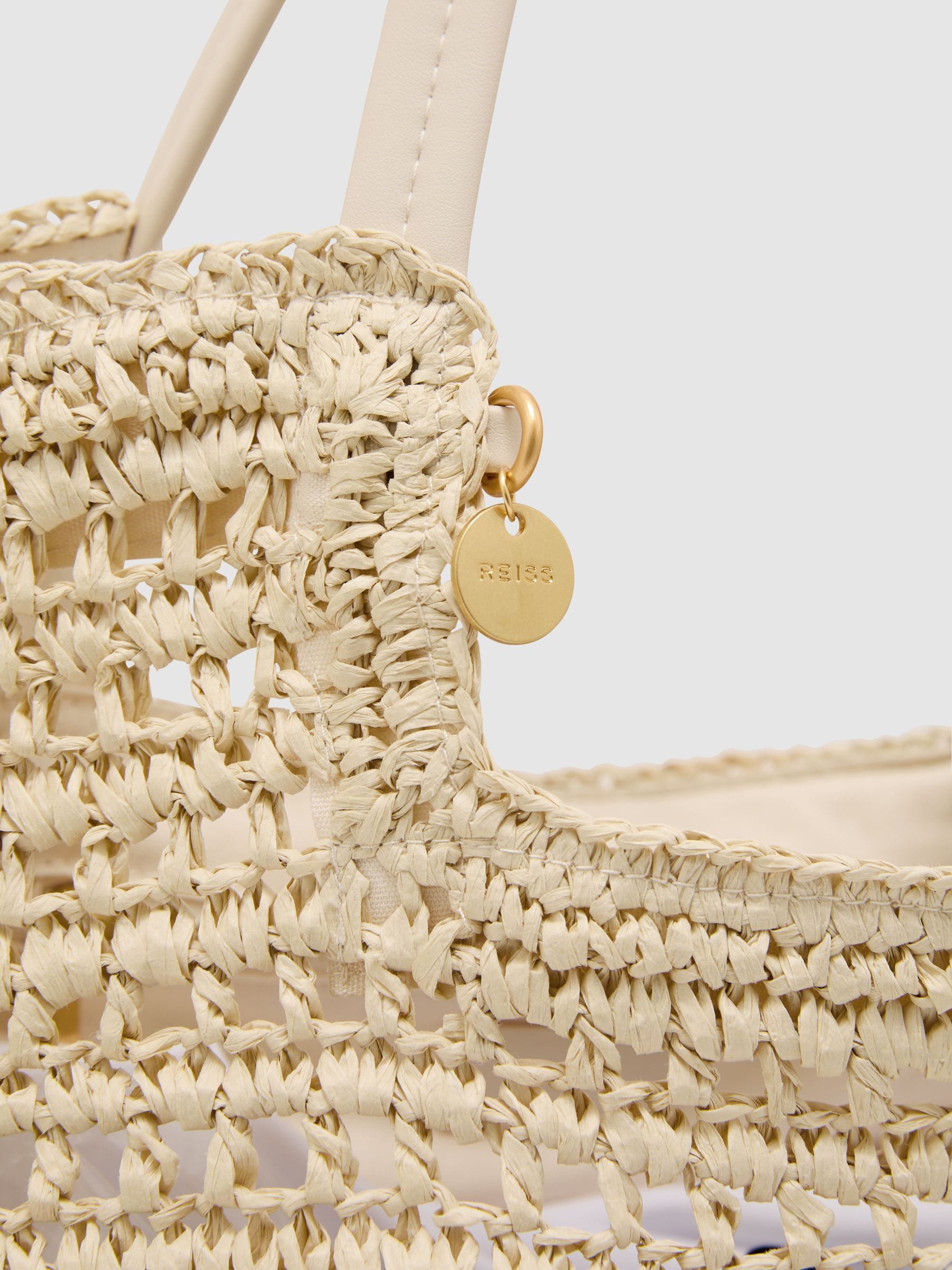 Reiss tote bag raffia-effect cut-out (British brand)