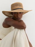 Reiss natural Astrid contrast-trim straw-effect hat - British product