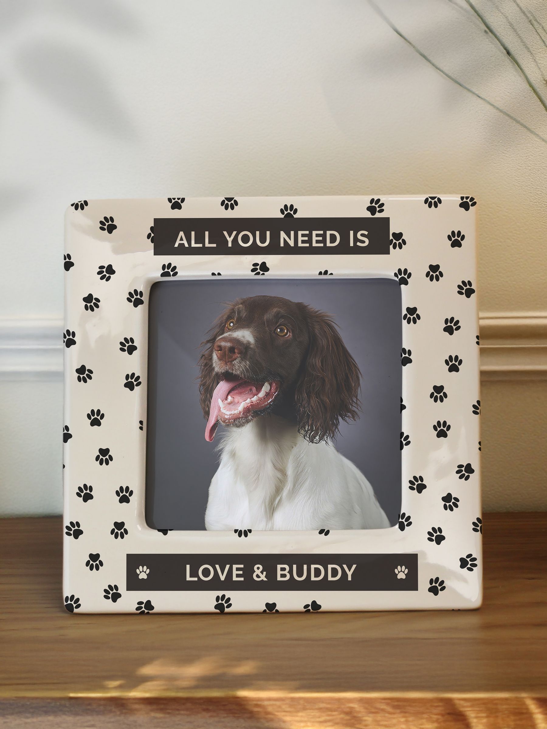 PMC pet paw print ceramic photo frame 4x4, imported from the UK