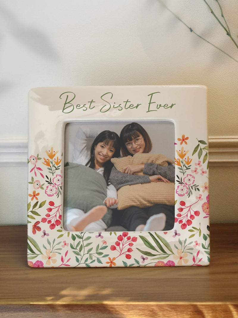 PMC Personalised Floral Ceramic 4x4 Frame, imported from the UK