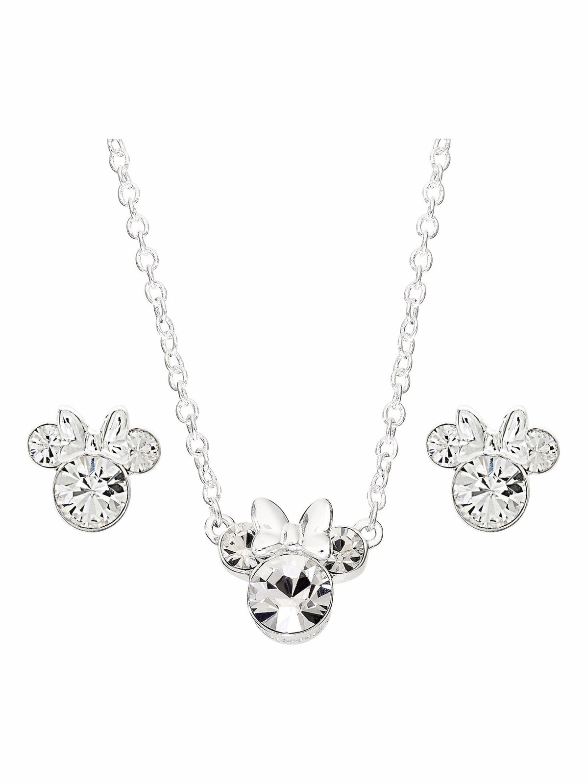 Peers Hardy Minnie Mouse silver plated necklace and earrings set, imported from the UK