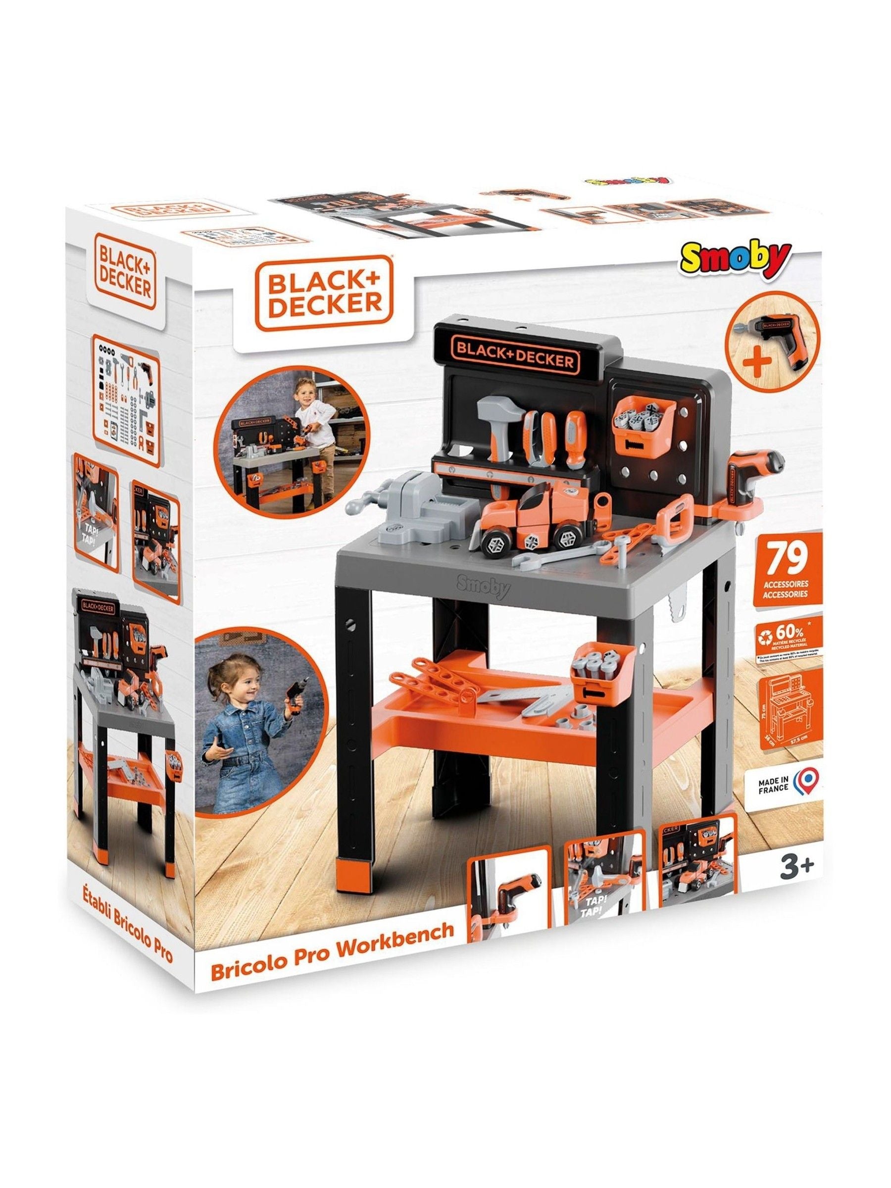 Smoby Bricolo Pro workbench toy with Black and Decker tools (British brand)