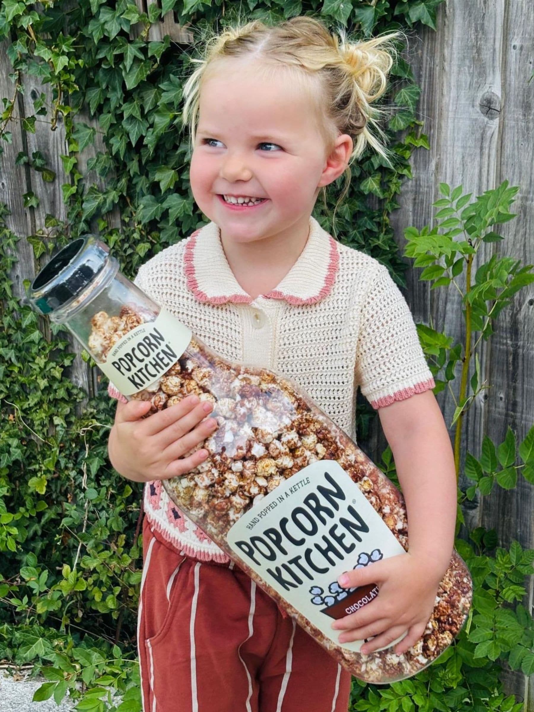 Popcorn Kitchen riesige Geldflasche gefüllt mit süßem Popcorn, importiert aus Großbritannien
