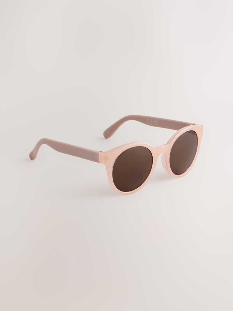Nude Pink Round Sunglasses