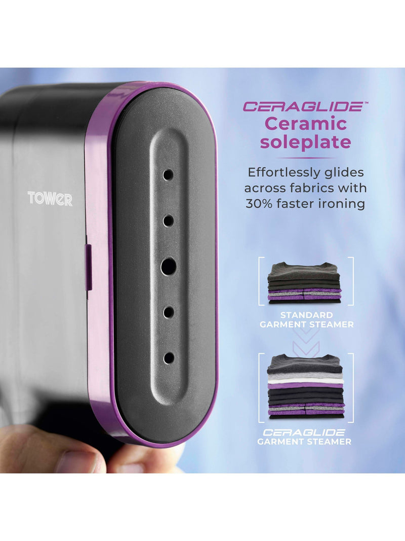 Tower Lilac Ceraglide handheld garment steamer - British product
