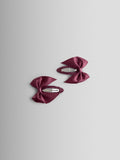 JoJo Maman Bébé burgundy satin bow clips 2 pack, imported from the UK
