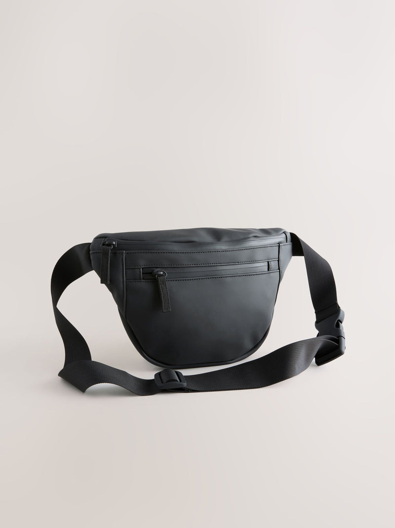 Black rubberised bum bag 17x30x4.5cm - British product