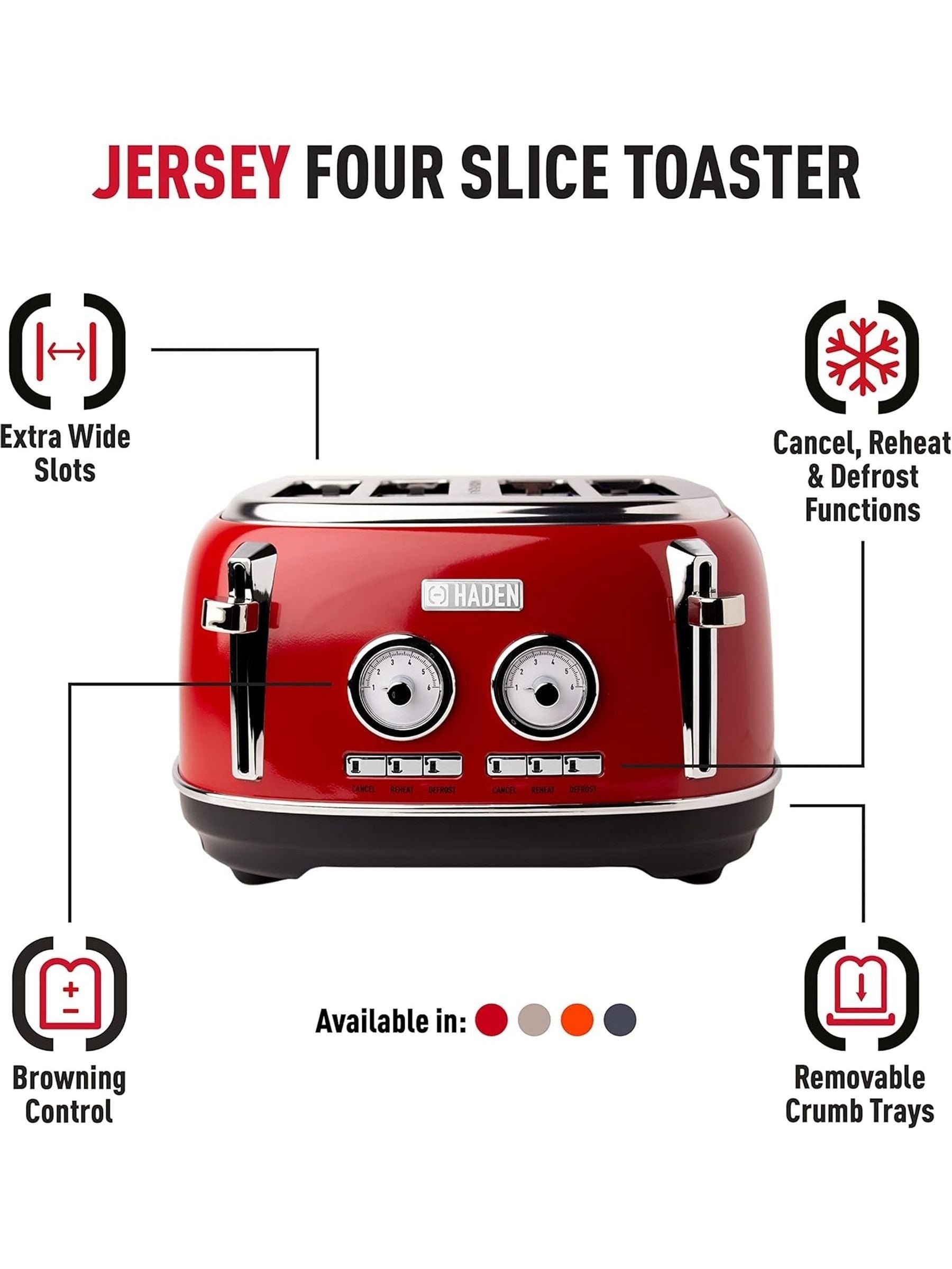 Haden Putty Jersey 4 slice toaster, UK version