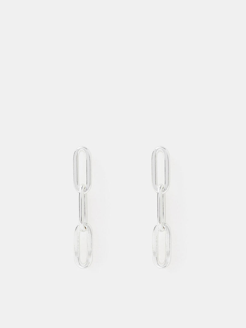 Sterling Silver Chain Drop Earrings with Paperclip Links