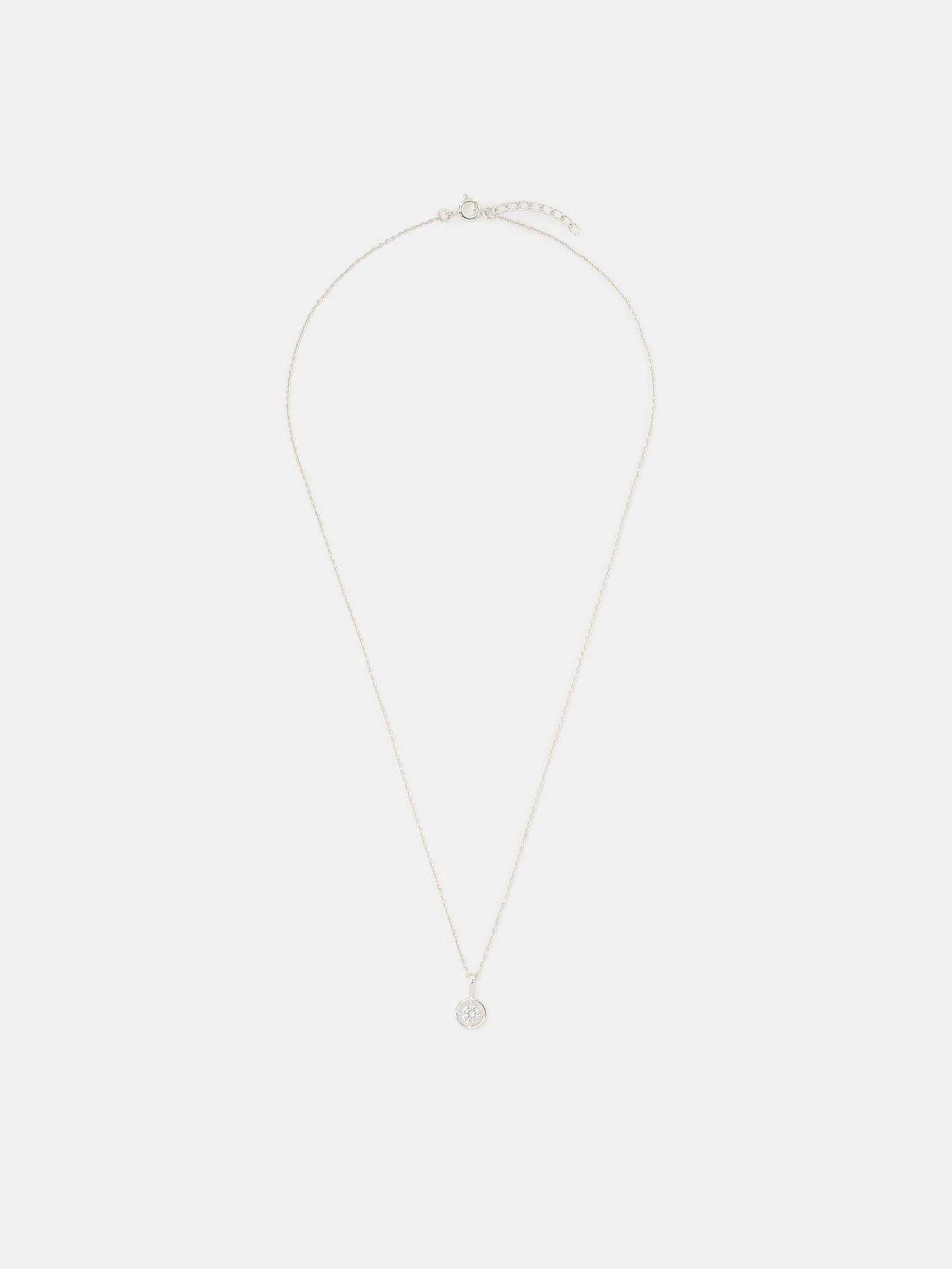 Sterling Silver Diamanté Halo Pendant Necklace