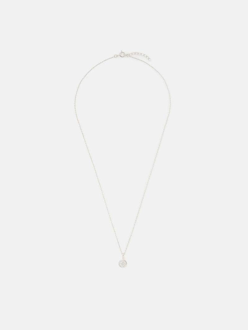 Sterling Silver Diamanté Halo Pendant Necklace