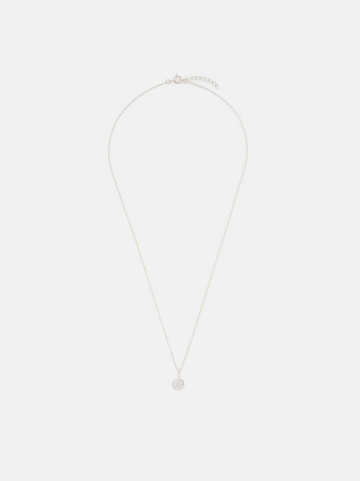 Sterling Silver Diamanté Halo Pendant Necklace