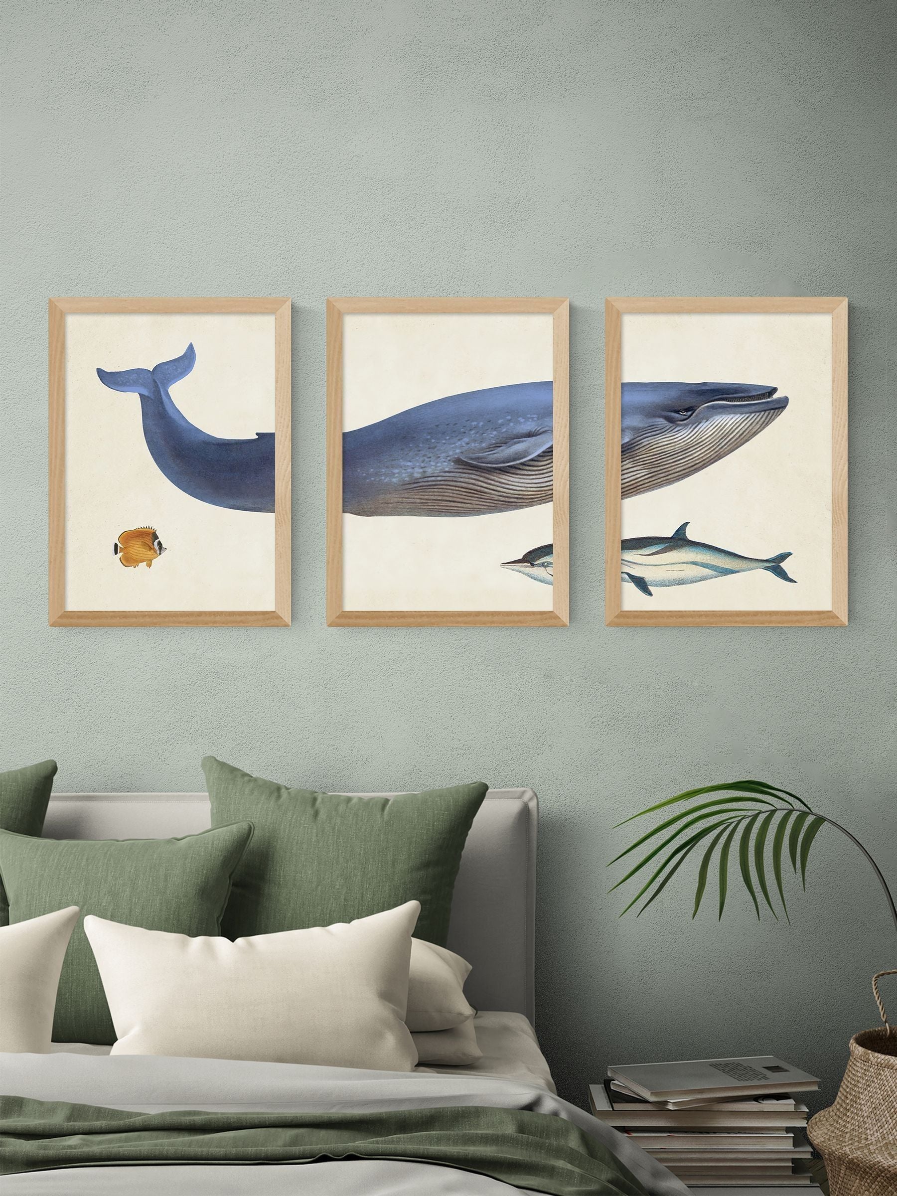 East End Prints black whale wall art prints set of 3 - British product
