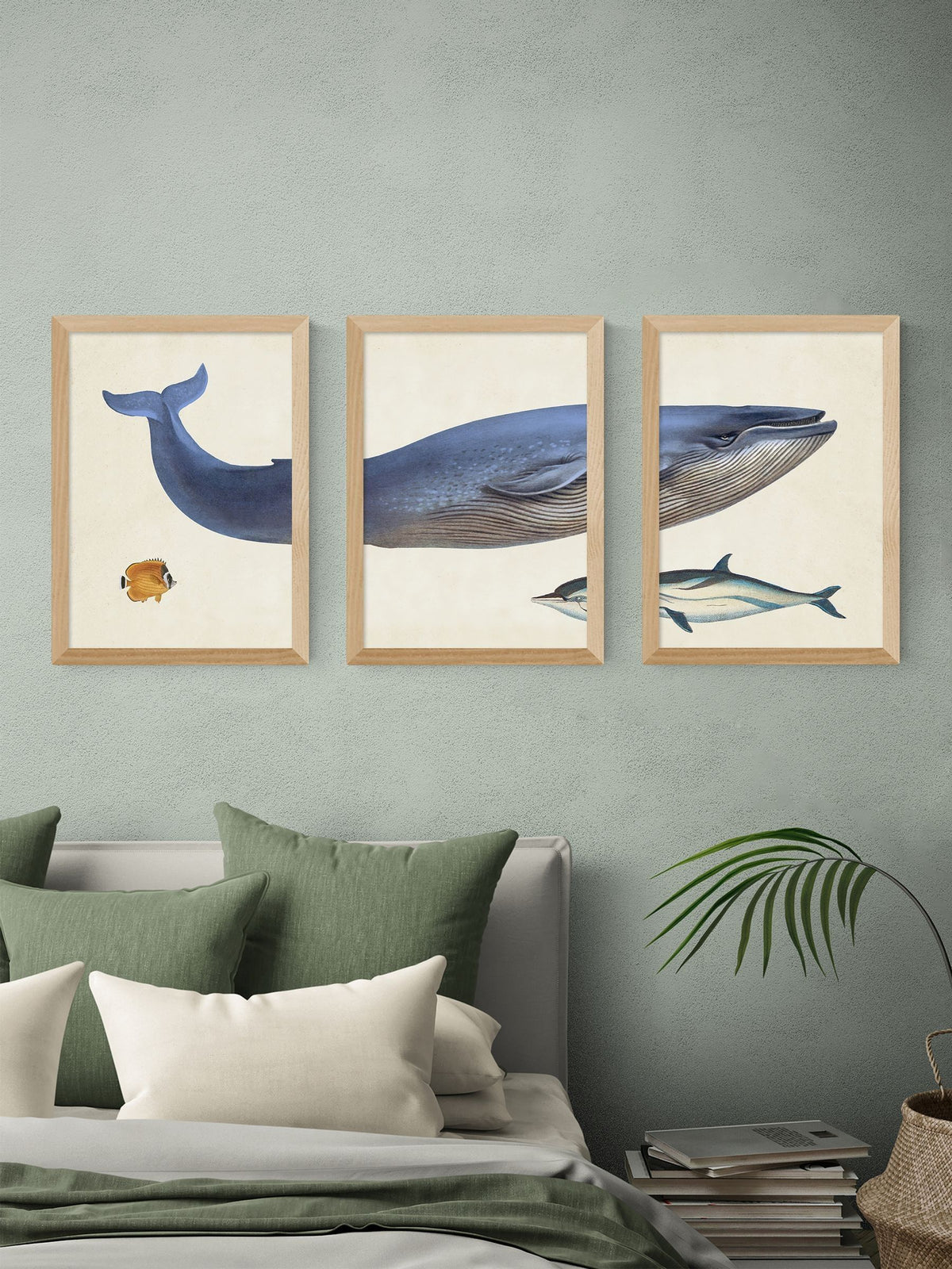 East End Prints black whale wall art prints set of 3 - British product
