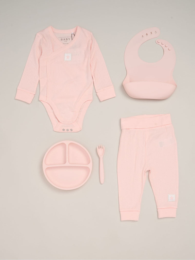 Rock-A-Bye Baby Boutique Pink Outfit And Feeding Gift Set 5-Piece