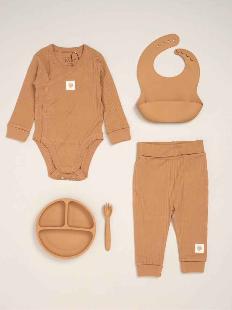 Rock-A-Bye Baby Boutique Orange Outfit And Feeding Gift Set 5-Piece