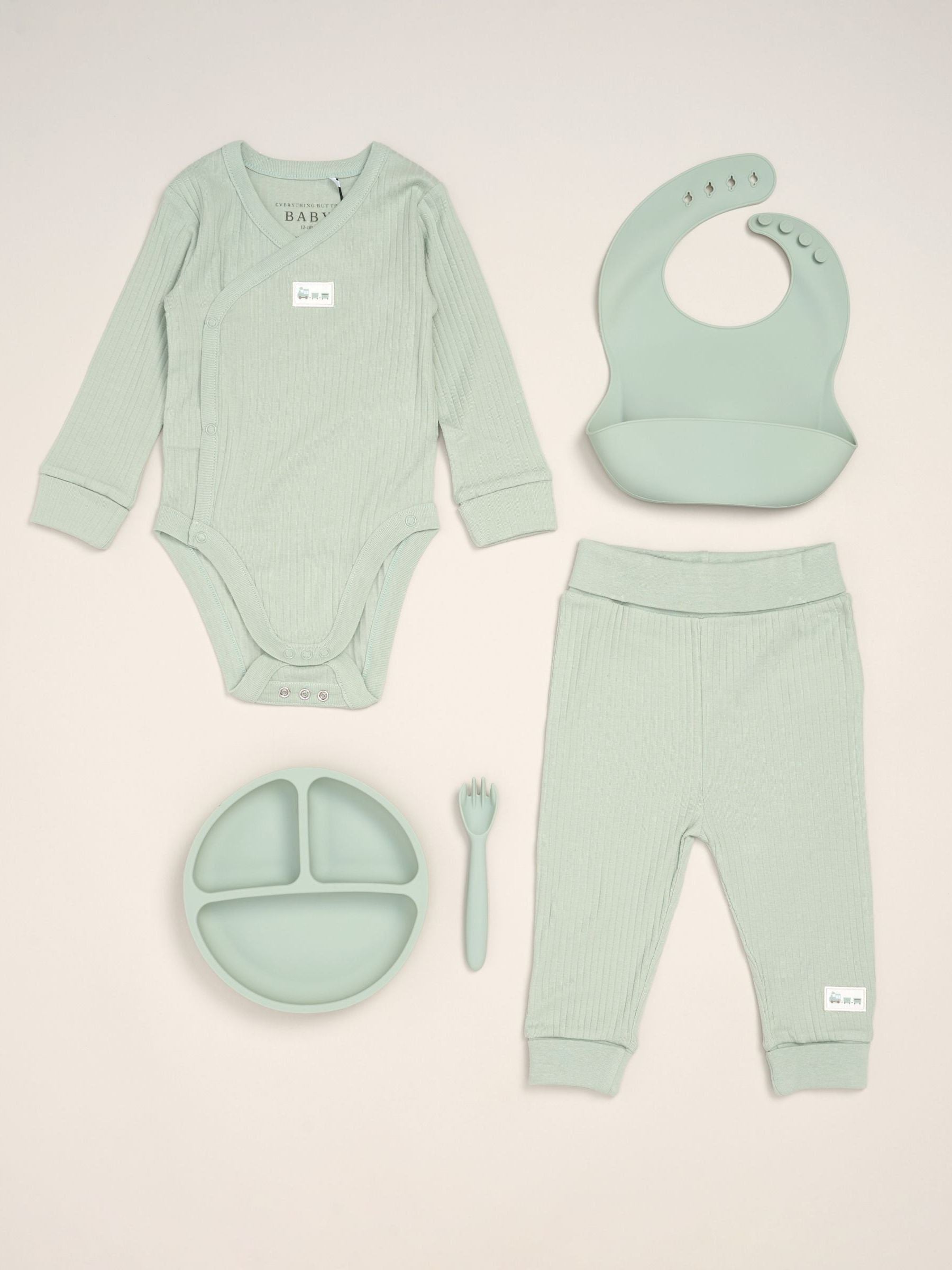 Rock-A-Bye Baby Boutique green 5-piece baby gift set, imported from the UK
