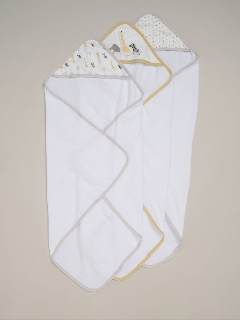 Snuggle Tots white hooded towels 3 pack (British brand)