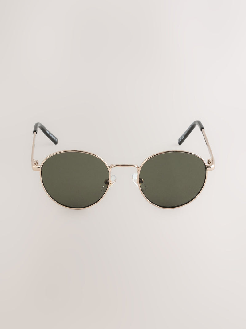 Gold Round Metal Sunglasses