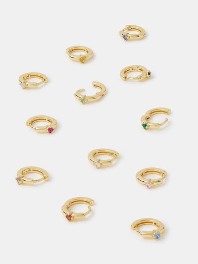 Accessorize 4er-Pack 14 Karat vergoldete Geburtsstein-Himmelsohrringe