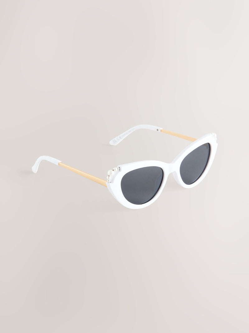 White bridal cat eye sunglasses with recycled frame - British product